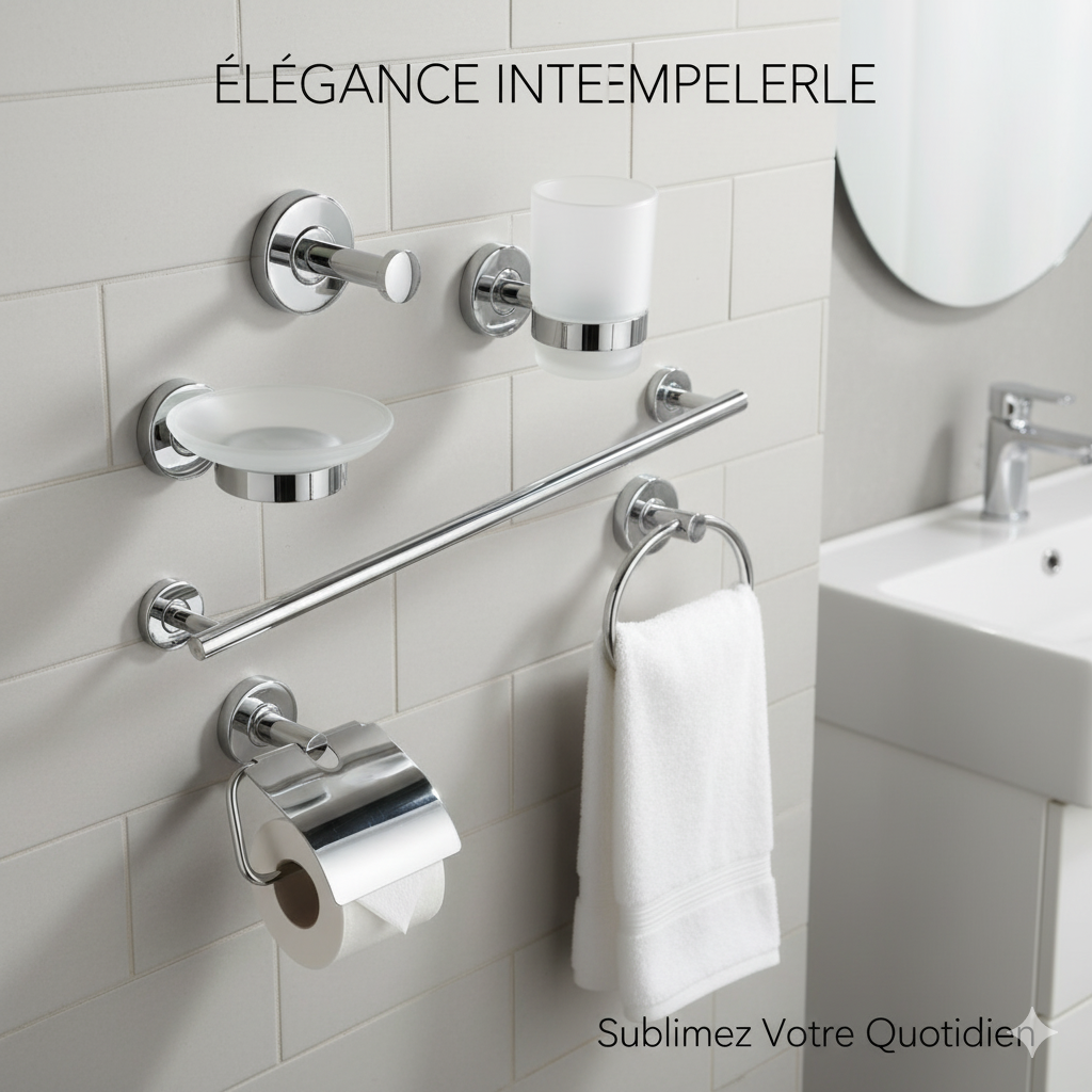 Ensemble Complet d’Accessoires de Salle de Bain – 6 Pièces