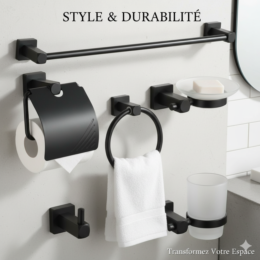 Ensemble Complet d’Accessoires de Salle de Bain – 6 Pièces